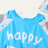 Floating Short Sleeve Cat Print Swimsuit